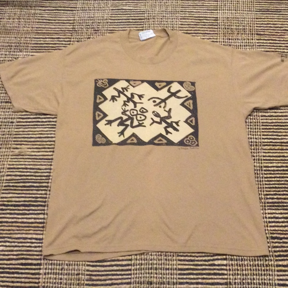 Vintage 90s Lee Leaping Lizards Caribbean Rock Art Tshirt
